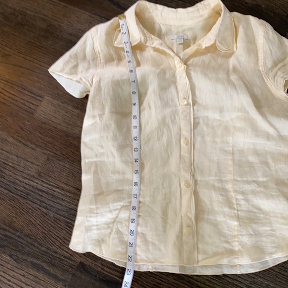J. Jill Yellow Button Down Short Sleeve Shirt S - Picture 2 of 7